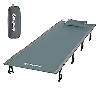 KingCamp Camping Cot, Folding Portable Heavy Duty Ultralight Cots for Adults Camping Tent Hiking Backpacking Mountaineering Travel Indoor Outdoor Indoor Base Camp with Pillow, Support 265 Lbs