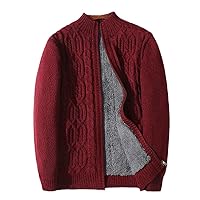 Men Thicken Warm Wool Cashmere Winter Cardigan Turtleneck Outwear Sweater Plus Size
