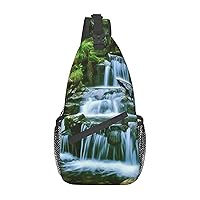Waterfall Flowing Down Cross Chest Bag Crossbody Backpack for Women Men Sling Bag Travel Hiking Daypack