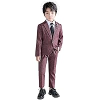Boys Formal Suit Blazer Vest Pants 6-Piece Set with Tie or Bowtie Single-Breasted Jacket Dresswear Suit for Wedding Party