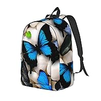 Canvas Backpack For Women Men Laptop Backpack Butterfly Stone Embroidery Paintings Travel Daypack Lightweight Casual Backpack