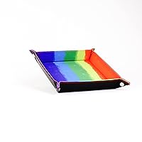 FanRoll by Metallic Dice Games Fold Up Velvet Dice Tray w/PU Leather Backing: Watercolor Rainbow, Role Playing Game Dice Accessories for Dungeons and Dragons