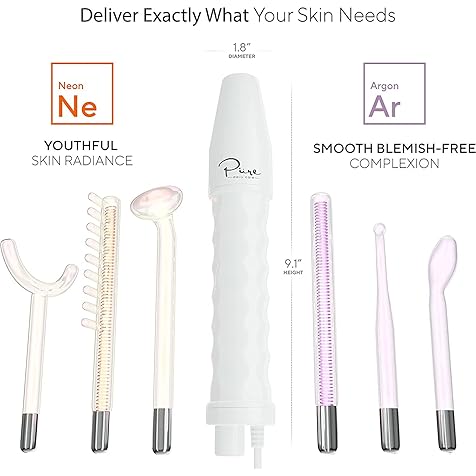 NuDerma Professional Skin Therapy Wand - Portable Skin Therapy Machine with 6 Neon & Argon Wands – Boost Your Skin – Clear Firm & Tighten