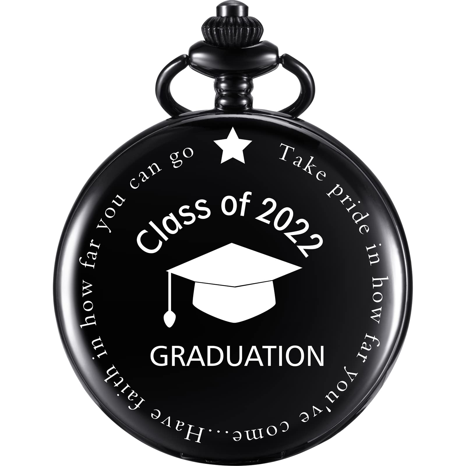 Classic Pocket Watch School Class of 2022 Graduation Gift Engraved Personalized Graduation Gift with Storage Box and Chain