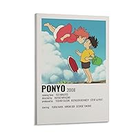 Ponyo on The Cliff Anime Movie Posters Kawaii Aesthetic Posters Children's Dorm Decor Canvas Wall Art Prints for Wall Decor Room Decor Bedroom Decor Gifts Posters 08x12inch(20x30cm) Frame-style-3