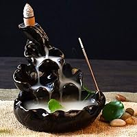 Black Porcelain Backflow Ceramic Incense Burner Holder Buddhist Cones Home