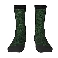 Adult Socks Hunter Green Floral Petals Pattern Print Socks Casual Mid Crew Socks Contrast Color Design for Women Men