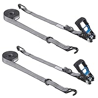Ratchet Straps – 2-Pack 1-1/4” x 16’ Tie Down Straps with Vinyl Coated Double J-Hooks – Cargo Tie Down Straps, 1000 lbs. Working Load Limit and 3000 lbs. Break Strength