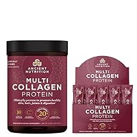 Ancient Nutrition Multi Collagen Protein Powder, Unflavored, 45 Servings + Multi Collagen Protein Powder Packets, Unflavored, 40 Packets
