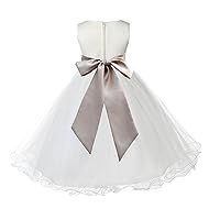 Wedding Pageant Ivory Flower Girl Rattail Edge Tulle Dress 829S