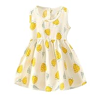 Toddler Kids Baby Girls Clothes Summer Sleeveless Floral Cartoon Plaid Dress Casual Beach Dresses Outfits