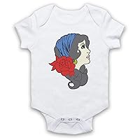 Unisex-Babys' Gypsy Lady Tattoo Graphic Illustration Baby Grow, White, 6-12 Months