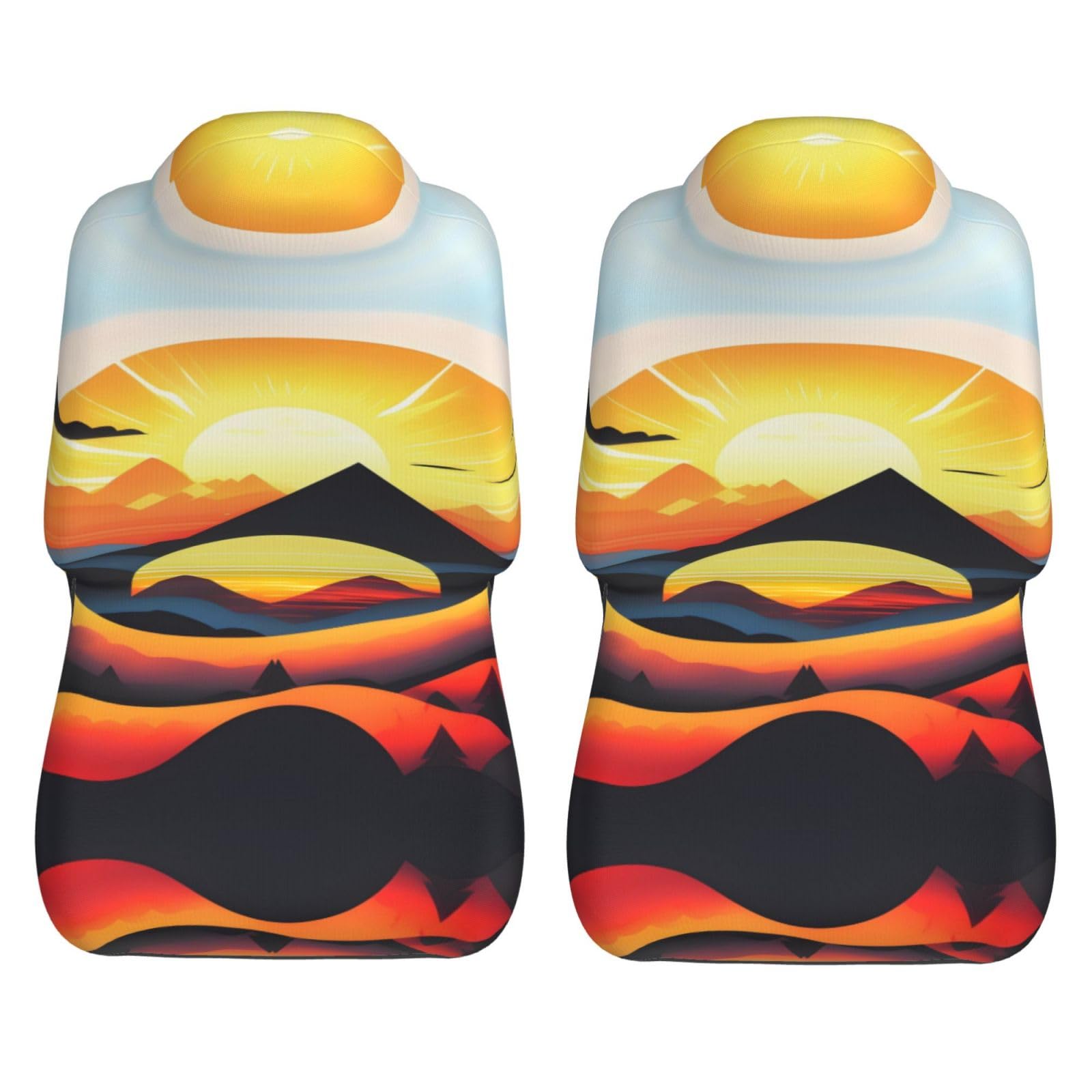 Sunrise Mountain Car seat Covers Front seat Protectors Washable and Breathable Cloth car Seats Suitable for Most Cars