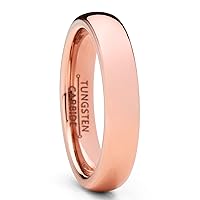 Metal Masters Co. Men Women Unisex Rose Gold Tone Tungsten Wedding Band Engagement Ring 4mm Dome