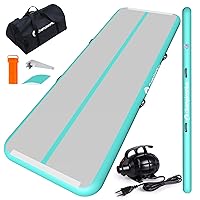 Inflatable Air Tumbling Mat Gymnastics Tumble track 4/8 inches Thickness Air Mats for Home Use/Training/Cheerleading/Water Yoga 10ft 13ft 16ft 20ft with Electric Air Pump