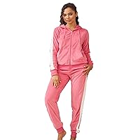 Velour Sweatsuits for Women Casual Zip Up Hooded Jackets and Long Pants 2 Pieces Outfits Sets