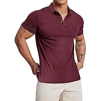 Muscle Cmdr Men's Cotton Muscle Shirts Slim Fit Business Casual Tee Long&Short Sleeve Ribbed Polo V Neck Shirt