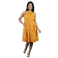 Women's Ikat Midi Yellow Dress