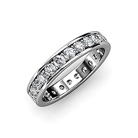 Round Lab Grown Diamond Women Channel Prong Set Eternity Ring Stackable 1.80 ctw-2.10 ctw 14K Gold