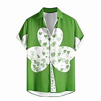 Happy St.Patrick's Day Men 's Short Sleeve Casual Button-Down Shirt Shamrock Shirts Irish Festival Costumes