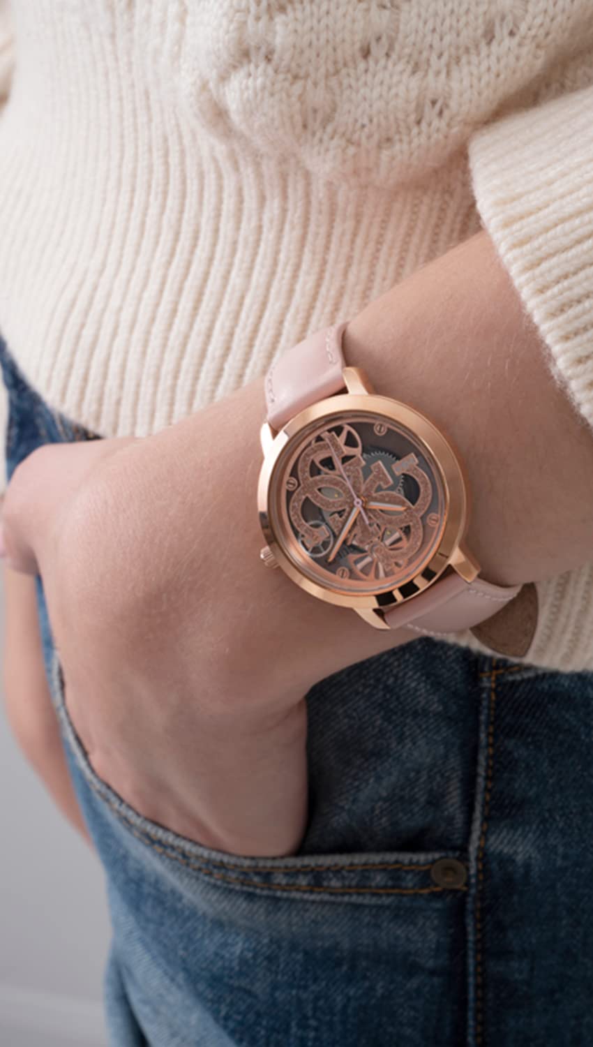 GUESS Women's 36mm Watch - Pink Bracelet Rose Gold Dial Rose Gold Tone Case