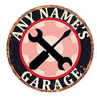 Personalized Name's Garage Metal Sign 12x12 inch Metal Weatherproof Workshop Shop Custom Garage Sign Christmas Gifts and House Decoration Black