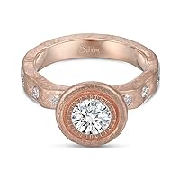Boheme Lava 18K Rose Gold Organic Bridal Halo Engagement Ring with GIA Certified Natural Center Diamond