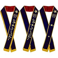 Associate Matron - Hand Embroidered OES Purple Velvet Sashes (No vine-work with fringe on bottom only, Left Shoulder to Right Hip, 80)