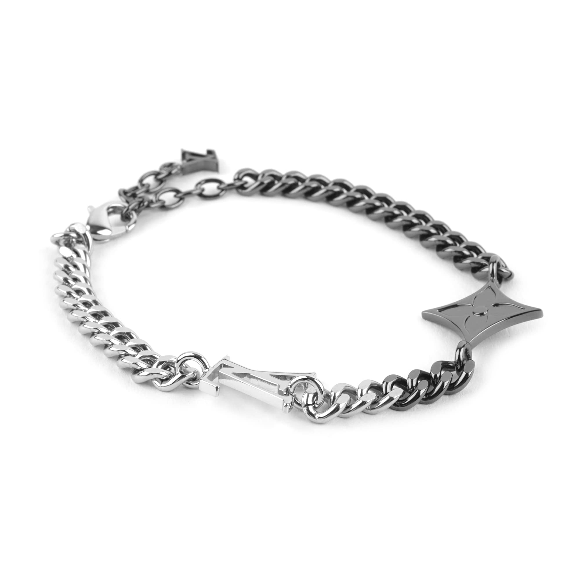  Louis Vuitton Bracelet M00508 Brass LV Instinct Silver Silver  Dark Silver [Parallel Import] : Clothing, Shoes & Jewelry