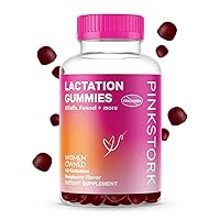 Pink Stork Lactation Supplement Gummies - Support Breast Milk Supply with Milk Thistle, Alfalfa, Vitamin D, and B12, Postpartum Recovery, Breastfeeding Essentials - Raspberry, 40 Count