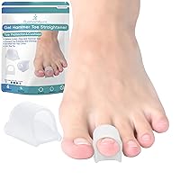 Big Hammer Toe Straightener - Big Toe Protectors for Curled, Mallet, Claw Toes - Lifts Toe Tip - Hole Diameter 0.61 inches - Clear, 6 Large Size