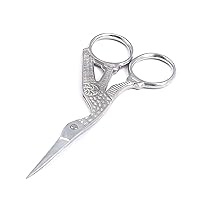 Stork Embroidery Scissors Silver 3.5 Inch Sewing Scissors Small Sharp for Crafting, Art Work, Threading, Needlework& Stainless Steel Embroidery Scissors
