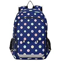 ALAZA Rainbow Colorful Polka Dot Blue Backpack Bookbag Laptop Notebook Bag Casual Travel Daypack for Women Men Fits15.6 Laptop