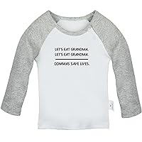 Commas Save Lives Funny Print T Shirt, Infant Baby T-Shirts, Newborn Long Sleeve Tops, Toddler Kids Graphic Tee Shirts