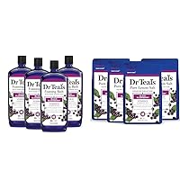 Dr Teal's Foaming Bath with Pure Epsom Salt, Black Elderberry with Vitamin D, 34 fl oz (Pack of 4) (Packaging May Vary) & Pure Epsom Salt Soak, Black Elderberry with Vitamin D, 3 lbs (Pack of 4)