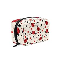 Red Black Polka Dots Ladybugs Cosmetic Pouch Waterproof Makeup Bag Organizer Travel Case