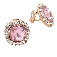 Grace Jun™ Luxury Bridal Rhinestone Crystal Square Shape Clip on Earrings Non Piercing for Women Ear Clip