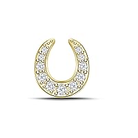 925 Sterling Silver Mini Horseshoe Diamond Pendant Necklace (0.08cttw,I-J/I2-I3) 18