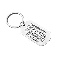 Xiahuyu Funny Keychain Gifts for Women Men I Am Currently Unsupervised Keychain Christmas Birthday Graduation Gifts Novelty Sarcastic Gifts for Friends Family
