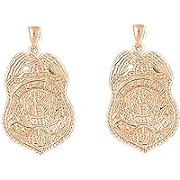 Firefighter Earrings | 14K Rose Gold Fire Department Lever Back Earrings - Made in USA