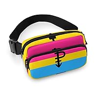 Pansexual Pride Flag with P Fanny Pack Adjustable Bum Bag Crossbody Double Layer Waist Bag for Halloween