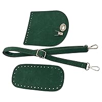 3pcs/Set DIY Bag Making Kit - Bag Bottoms & Bag Strap & Bag Flap Cover, Pre-Cut PU Leather Knitting Crochet Handbag Shoulder Bag Making Set (Green)