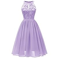 Women Vintage Floral Lace Bridesmaid Wedding Dress Sleeveless A-line Short Party Cocktail Prom Swing Dresses