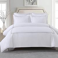 Royal Hotel Bedding Embroidered Adeline 3pc Comforter Cover with Pillow Shams, Duvet Cover Set, 100% Cotton Percale, King/Cal King, Gray