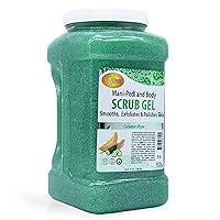 Exfoliating Scrub Pumice Gel, Cucumber Melon, 128 Oz - Manicure, Pedicure and Body Exfoliator Infused with Hyaluronic Acid, Amino Acids, Panthenol and Comfrey Extract