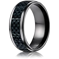 Black Titanium 8mm Comfort Fit Wedding Band/Ring