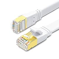 Yauhody CAT 8 Ethernet Cable 33ft, High Speed 40Gbps 2000MHz SFTP Flat Internet Network LAN Cable with Gold Plated RJ45 Connector for Router,Modem,PC,Switches,Hub,Laptop,Gaming,PS5/4 (White, 33ft/10m)