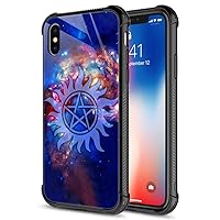 iPhone Xs Max Case,Supernatural Cosmos iPhone Xs Max Cases for Men Boys,9H Tempered Glass Graphic Design Shockproof Anti-Scratch Tempered Glass Case for Apple iPhone Xs Max