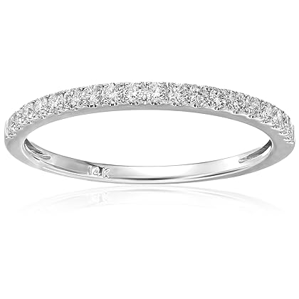 Amazon Collection 14k White Gold Round Diamond Micro-Pave Wedding Band (1/4cttw, H-I Color, VS2-SI1 Clarity)