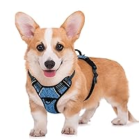 No Pull Dog Harness Large Step in Reflective Dog Harness with Front Clip and Easy Control Handle for Walking Training Running with ID tag Pocket(Blue/Black,M)